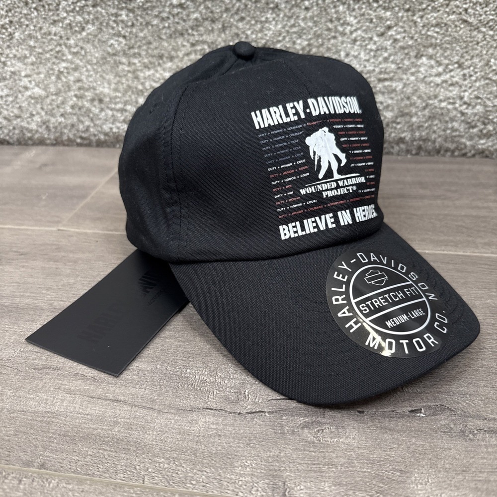 Harley Davidson Wounded Warrior Project Hero Stretch Fit Baseball Cap Medium